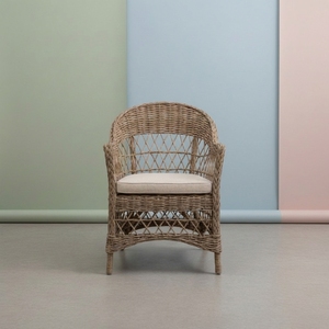 Silla de Comedor de Mimbre para Exterior, Diseño Escandinavo Moderno, Hecha a Mano con Ratán Natural, Ecológica, Resistente a la Intemperie, Cómoda, Estilo Bistro - Product Image 2