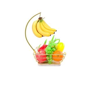 Corbeille à fruits rectangulaire avec support pour bananes, bol à fruits en fil métallique avec base en bois, organisateur de table de cuisine, bol à fruits noir - Product Image 6