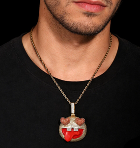 Collier pendentif langue dorée avec breloque cœur en zircon cubique, chaîne, bijou fantaisie, accessoire de mode - Product Image 3
