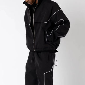 Survêtement de sport léger et respirant grande taille pour homme avec fermeture éclair et passepoil blanc, haute qualité - Product Image 1