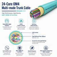 Kabel Serat Optik Multimode OM4 24 Core untuk Dalam Ruangan dengan Jaket LSZH, Kabel Pusat Data Tahan Api GB/T 18380.33