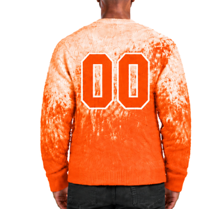 Pull en maille dégradé orange vif et blanc pour homme, col rond, manches longues, personnalisé, style streetwear décontracté, mode hiver - Product Image 2