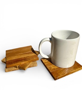 Posavasos de madera cuadrado y mantel individual decorativo de madera natural ecológico, posavasos de corcho personalizado para artículos calientes - Product Image 1