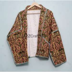 Chaqueta hecha a mano 100% algodón puro, estilo vintage indio Kantha, cómoda y transpirable para mujeres y niñas. - Product Image 6
