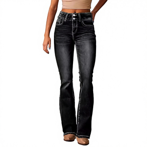 Jeans Bootcut Taille Haute pour Femmes, Coupe Slim, Denim Extensible, Pantalon Casual, Mode Streetwear, OEM, Vente en Gros Personnalisée - Product Image 5