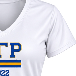 Camiseta de entrenamiento personalizada con cuello en V para mujer Sigma Gamma Rho, top deportivo de manga corta con letras griegas para hermandades, venta al por mayor - Product Image 5