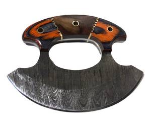 Cuchillo Ulu de Damasco Hecho a Mano con Mango de Madera – Cuchillo de Chef Premium para Exteriores - Product Image 1
