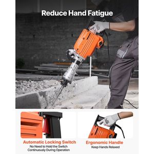 Martello Demolitore Elettrico Professionale 2200W 1400 BPM con 6 Scalpelli e Guanti, Martello Perforatore Idraulico a Impatto - Product Image 6