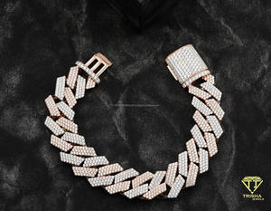 Two Tone Moissanite Diamond Cuban Link <b>Bracelet</b> Crafted in 925 <b>Sterling</b> <b>Silver</b> with Fully Iced Hip Hop Luxury Design - Product Image 5