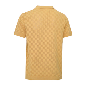 เสื้อเชิ้ตแขนสั้นผู้ชาย ผ้าโพลีเอสเตอร์ 100% แบบถัก ลายเรียบ ซิปด้านหน้า สวมใส่สบาย ระบายอากาศได้ดี แห้งเร็ว สีเหลือง - Product Image 2