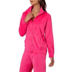 Custom Made Winter Solid Women's Eco-Friendly Fleece Sweatsuits Premium <b>Velour</b> Fabric OEM Service ODM Design - Product Image 5