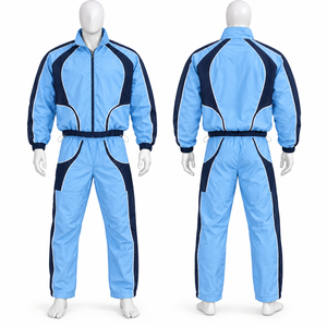 Conjunto de chándal personalizado negro y gris con paneles geométricos, chaqueta con cremallera completa y pantalones a juego, elegantes y cómodos para uso unisex. - Product Image 5