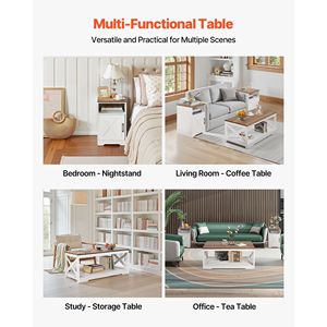 <b>Set</b> of 3 Farmhouse 40-Inch Industrial Coffee <b>Table</b> and 2 End <b>Side</b> <b>Tables</b> Easy Assembly Living Room Furniture - Product Image 6