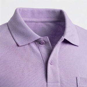 Polo en piqué à manches courtes pour homme, couleur lavande, avec poche, décontracté, respirant, coupe classique, design tricoté uni - Product Image 4