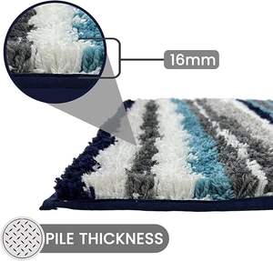 Tapis de bain antidérapant en microfibre lavable, design rayé noir et blanc, tufté, personnalisé en usine, pour salle de bain, 2026 - Product Image 5