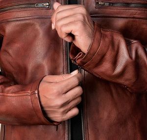 Chaqueta de Motociclista para Hombre, Otoño 2026, Transpirable, Resistente al Viento, con Capucha, de Piel Vacuna, Estilo Casual, Vintage, de Alta Calidad - Product Image 2