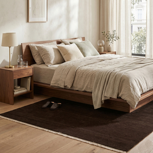 Espresso Velvet Dark <b>Brown</b> Hand Tufted Wool Rug Non-Slip Eco-Friendly Solid Textured Area Carpet for Living Room Bedroom Hotel - Product Image 3