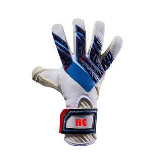 Gants de gardien de but de football en latex allemand extensible blanc et bleu, design personnalisé, latex allemand de 3 mm injecté - Product Image 2