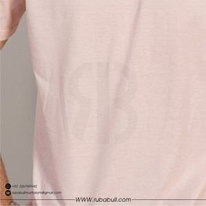 T-shirt pour homme à manches courtes, col rond, rose clair, coupe classique, couleur unie, en coton tricoté, style décontracté - Product Image 2
