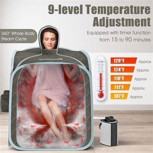 Tenda Sauna Portatile per 2 Persone 800W (Grigia) - 9 Livelli di Temperatura (Max 129°F) + 15 Timer da 90 Minuti + Vaporizzatore da 3L (Coperchio Antiesplosione) - Product Image 4