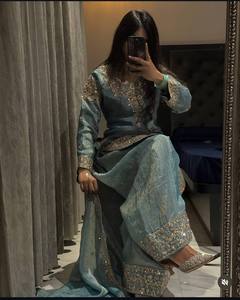 Launching New Designer Party Wear Look Pure Silk <b>Top</b> & Fancy Palazzo With Dupatta set - Product Image 1