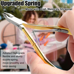 ชุดอุปกรณ์ตัดหนังกำพร้าแบบมืออาชีพ ชุบทอง 4 ชิ้น ขายส่ง, ที่ตัดเล็บสแตนเลสความแม่นยำสูง บริการ OEM อุปกรณ์สำหรับร้านเสริมสวย - Product Image 4