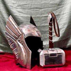 Réplica de Casco de Guerrero Plateado con Martillo |   Armadura de Acero Inoxidable para Cosplay de Personajes de Cine y Televisión, Coleccionable - Product Image 3