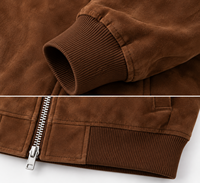 Veste en daim sur mesure pour homme, veste bomber en daim premium, fermeture éclair, col côtelé, veste en daim vintage pour homme, streetwear urbain