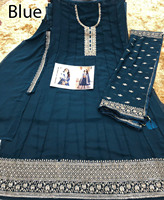 Hint Modası Sade Doğal Kadınlar İçin Uzun Ağır Fileli Anarkali İşlemeli Kurti Elbise Dupatta Düğün Parti Kıyafeti