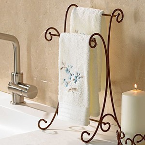 Traditional Iron <b>Towel</b> <b>Rack</b> <b>Standing</b> Rectangle Shape Durable Metal Bathroom Storage Holder 33x15x85cm Single Tier - Product Image 3