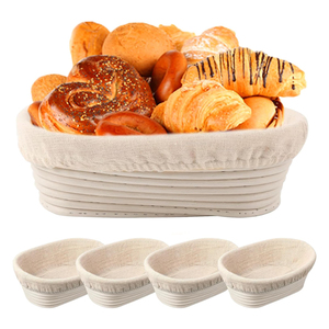 Oval Rattan Banneton <b>Bread</b> Proofing <b>Basket</b> With Linen Liner Sourdough Fermentation <b>Basket</b> Artisan Baking Tool - Product Image 6