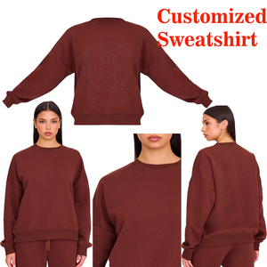Sweat-shirt pour femme de qualité supérieure, col rond, manches longues, logo brodé grec en relief, 100% coton tricoté, vêtement décontracté - Product Image 6