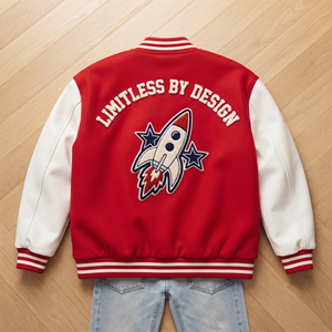 Embroidery Leather Sleeves Letterman Varsity Jackets Men Wool Polyester Letterman Baseball Coat <b>Boys</b> Baseball Varsity Jacket Men - Product Image 2