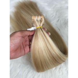 Extensiones de cabello humano virgen a granel, lisas, rubias, con puntas completas, trama única, extensiones de cabello con cinta adhesiva sin costuras - Product Image 1