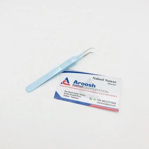 Haute qualité 45 degrés solide pince à cils en acier inoxydable pointe pointue Extension de cils durable bébé bleu poudre enduit - Product Image 3