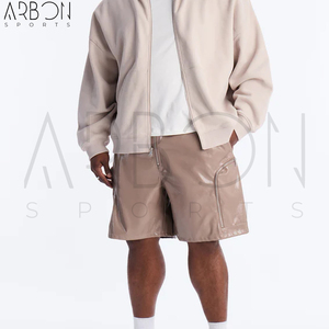 Shorts en cuir pour hommes de haute qualité, style streetwear décontracté, mode estivale, coupe confortable, logo personnalisé, fournisseur OEM ODM - Product Image 3