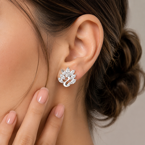 Luxury Moissanite Plated White Gold Stud <b>Earrings</b> Marquise Shape Diamond <b>Earrings</b> Elegant Jewelry for Women Engagement Gift - Product Image 4