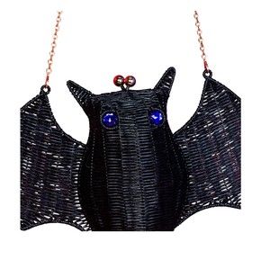 Bolsa de Almacenamiento Hecha a Mano con Forma de Murciélago de Ratán, con Ojos Azules, Diseño de Animales, Cesta Tejida, Diseño Portátil - Product Image 5