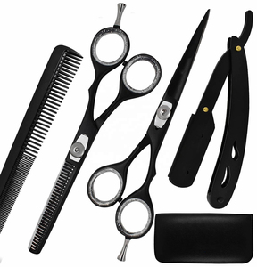 Black Stainless Steel Barber Scissors Set with Ceramic <b>Handle</b> Sharp Blade Tip for Salon Hair Cutting-Durable & Reusable - Product Image 1