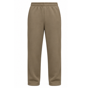 Pantalon de survêtement décontracté en molleton kaki personnalisé, coupe droite, taille élastique, ajustement confortable, couleur unie, vente en gros, fabrication de vêtements - Product Image 1
