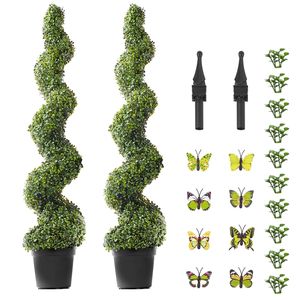 Albero Artificiale di Bosso Topiario Alto 60 Pollici, 2 Pezzi a Spirale con Foglie Extra, in Vaso - Categoria Prodotto: Alberi Artificiali - Product Image 6