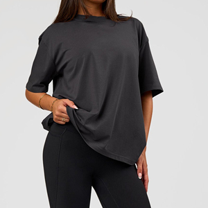 T-shirt ample à col rond et épaules tombantes pour femme, écologique, respirant, idéal pour le sport en été - Product Image 6