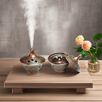 Brûleur d'encens diffuseur d'aromathérapie en laiton avec couvercle en résine parfum et porte-encens