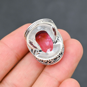 Magnifique bague en pierre précieuse Kunzite rose moderne, très tendance, en argent sterling 925 massif, bijoux faits à la main, vente en gros, prix d'usine - Product Image 3