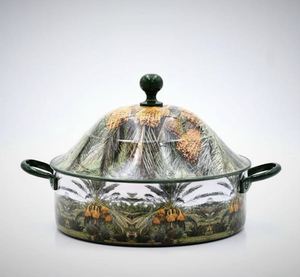 Decorative Silver Conical <b>Lid</b> Food Warmer with Wooden Base Crisscross Pattern Elegant Casserole <b>Pot</b> Kitchenware Home Decor - Product Image 6