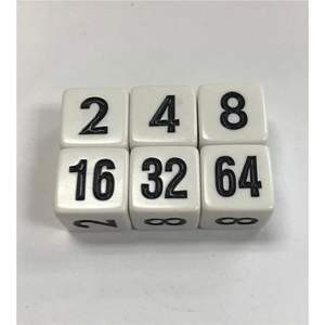 Cubo de Duplicación Profesional para Backgammon de 30 mm, de Resina de Urea Blanca con Números Negros 2-4-8-16-32-64 - Product Image 5