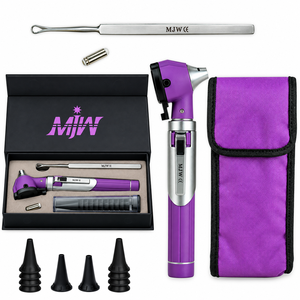 ชุดตรวจหูแบบพกพาพร้อมไฟเบอร์ออปติก LED และด้ามจับเหล็ก ได้รับการรับรองมาตรฐาน CE สีม่วง อุปกรณ์วินิจฉัยแบบพกพา - Product Image 6