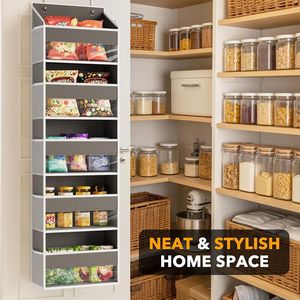 Organizador para Colgar Sobre la Puerta con 5 Bolsillos Grandes y 10 Bolsillos Laterales de Malla, Estante de 5 Niveles con Ventana Transparente - Product Image 4