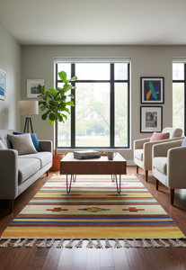 Alfombra/Corredor de Felpa Tejida a Mano con Lanzadera de Algodón, Diseño Floral Moderno, Lavable a Máquina, Ecológica, Reversible, Multicolor - Product Image 2