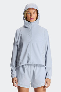 Conjunto de Chaqueta Cortavientos Ligera Gris para Mujer y Pantalones Cortos, Chándal Deportivo con Capucha y Cremallera Completa, Ropa Deportiva Informal con Paneles en Contraste - Product Image 6